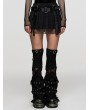 Punk Rave Black Gothic Mesh Spliced Faux Leather Belt Short Pleated Skirt