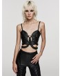Punk Rave Black Gothic Punk Faux Leather Sexy Hollow Waist Corset Top for Women