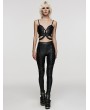 Punk Rave Black Gothic Punk Faux Leather Sexy Hollow Waist Corset Top for Women