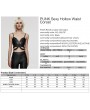 Punk Rave Black Gothic Punk Faux Leather Sexy Hollow Waist Corset Top for Women