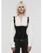 Punk Rave Black Rose-Patterned Gothic Underbust Corset with Straps