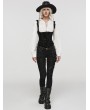 Punk Rave Black Rose-Patterned Gothic Underbust Corset with Straps