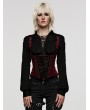 Punk Rave Black and Red Rose-Patterned Gothic Underbust Corset with Straps