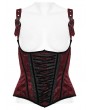Punk Rave Black and Red Rose-Patterned Gothic Underbust Corset with Straps