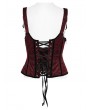 Punk Rave Black and Red Rose-Patterned Gothic Underbust Corset with Straps