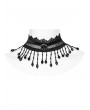 Punk Rave Black Gothic Exquisite Rose Lace Pearl Tassel Choker