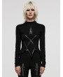 Punk Rave Black Gothic Gradient Moon Print Irregular Daily Long Sleeve T-Shirt for Women