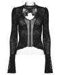 Punk Rave Black Sexy Gothic Mesh Spliced Lace Long Sleeve Shirt for Women