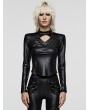 Punk Rave Black Gothic Cool Hollow V-Neck Long Sleeve T-Shirt for Women