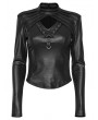 Punk Rave Black Gothic Cool Hollow V-Neck Long Sleeve T-Shirt for Women
