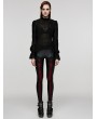 Punk Rave Black Gothic Textured Chiffon Ruffle Collar Shirt for Women