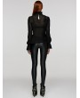 Punk Rave Black Gothic Textured Chiffon Ruffle Collar Shirt for Women