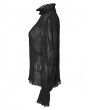 Punk Rave Black Gothic Textured Chiffon Ruffle Collar Shirt for Women