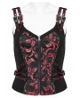 Punk Rave Black and Red Gothic Steampunk Jacquard Corset Top for Women