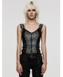 Punk Rave Black and Silver Gothic Steampunk Jacquard Corset Top for Women