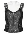 Punk Rave Black and Silver Gothic Steampunk Jacquard Corset Top for Women