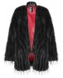 Punk Rave Black Gothic Fashion Untrimmed Warm Faux Fur Coat for Women