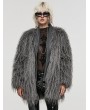 Punk Rave Grey Gothic Fashion Untrimmed Warm Faux Fur Coat for Women