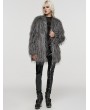 Punk Rave Grey Gothic Fashion Untrimmed Warm Faux Fur Coat for Women