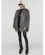 Punk Rave Grey Gothic Fashion Untrimmed Warm Faux Fur Coat for Women