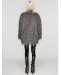 Punk Rave Grey Gothic Fashion Untrimmed Warm Faux Fur Coat for Women
