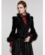 Punk Rave Black Vintage Gothic Fur Trim Embossed Velvet Short Jacket for Women