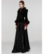 Punk Rave Black Vintage Gothic Fur Trim Embossed Velvet Short Jacket for Women