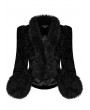 Punk Rave Black Vintage Gothic Fur Trim Embossed Velvet Short Jacket for Women