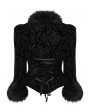 Punk Rave Black Vintage Gothic Fur Trim Embossed Velvet Short Jacket for Women