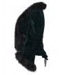 Punk Rave Black and Green Vintage Gothic Fur Trim Embossed Velvet Short Jacket for Women