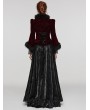Punk Rave Black and Red Vintage Gothic Fur Trim Embossed Velvet Short Jacket for Women