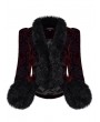 Punk Rave Black and Red Vintage Gothic Fur Trim Embossed Velvet Short Jacket for Women