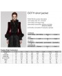 Punk Rave Black and Red Vintage Gothic Fur Trim Embossed Velvet Short Jacket for Women