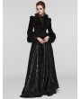 Punk Rave Black and Violet Vintage Gothic Fur Trim Embossed Velvet Short Jacket for Women