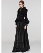 Punk Rave Black and Violet Vintage Gothic Fur Trim Embossed Velvet Short Jacket for Women