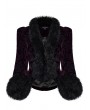 Punk Rave Black and Violet Vintage Gothic Fur Trim Embossed Velvet Short Jacket for Women