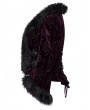 Punk Rave Black and Violet Vintage Gothic Fur Trim Embossed Velvet Short Jacket for Women