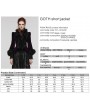 Punk Rave Black and Violet Vintage Gothic Fur Trim Embossed Velvet Short Jacket for Women