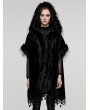 Punk Rave Black Gothic Loose Hooded Bat Sleeves Fur Cloak for Women