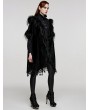 Punk Rave Black Gothic Loose Hooded Bat Sleeves Fur Cloak for Women