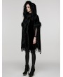 Punk Rave Black Gothic Loose Hooded Bat Sleeves Fur Cloak for Women