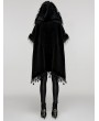 Punk Rave Black Gothic Loose Hooded Bat Sleeves Fur Cloak for Women