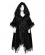 Punk Rave Black Gothic Loose Hooded Bat Sleeves Fur Cloak for Women