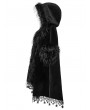 Punk Rave Black Gothic Loose Hooded Bat Sleeves Fur Cloak for Women