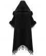 Punk Rave Black Gothic Loose Hooded Bat Sleeves Fur Cloak for Women