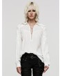 Punk Rave White Vintage Gothic Textured Cotton Long Sleeve Loose Shirt for Women