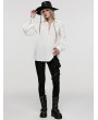 Punk Rave White Vintage Gothic Textured Cotton Long Sleeve Loose Shirt for Women