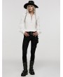 Punk Rave White Vintage Gothic Textured Cotton Long Sleeve Loose Shirt for Women