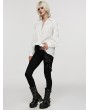 Punk Rave White Vintage Gothic Textured Cotton Long Sleeve Loose Shirt for Women
