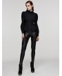 Punk Rave Black Gothic Ruffled Stand Collar Long Puffed Sleeves Shirt for Women